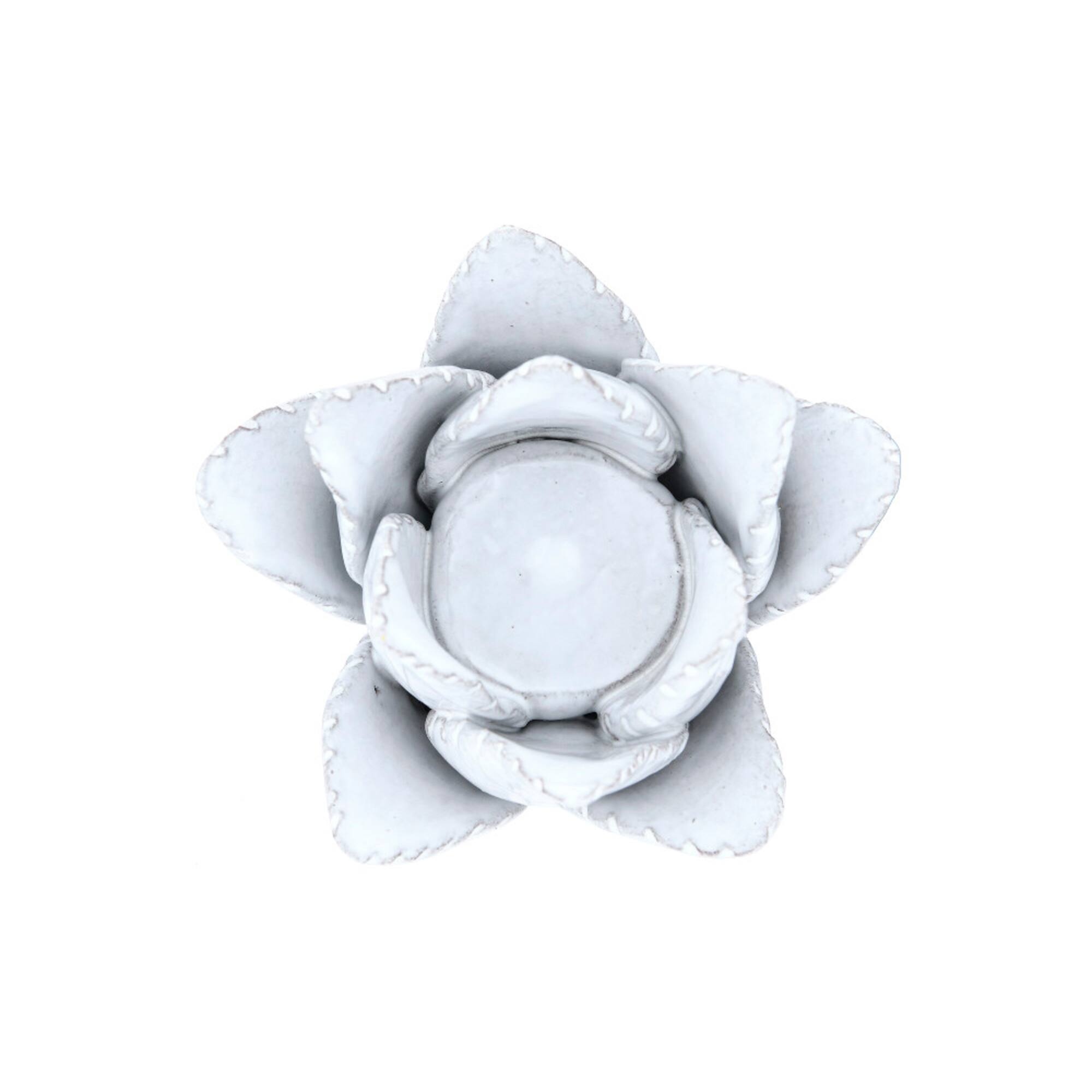 Hello Honey® White Flower-Shaped Terracotta Tealight Candleholder